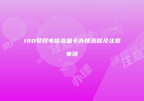 190号段电信流量卡办理流程及注意事项