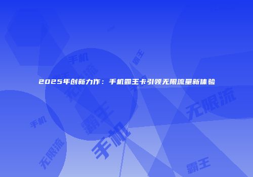 2025年创新力作：手机霸王卡引领无限流量新体验