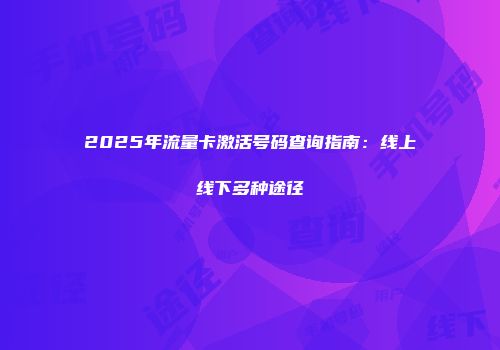2025年流量卡激活号码查询指南：线上线下多种途径