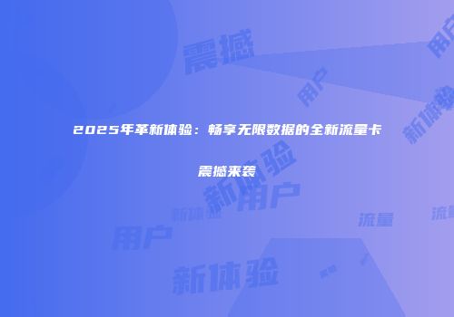 2025年革新体验：畅享无限数据的全新流量卡震撼来袭