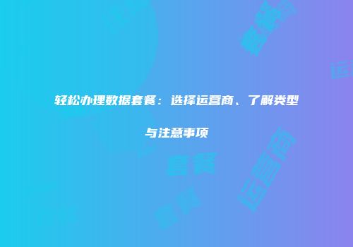 轻松办理数据套餐：选择运营商、了解类型与注意事项