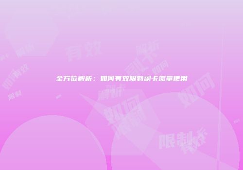 全方位解析：如何有效限制副卡流量使用
