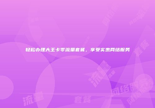 轻松办理大王卡零流量套餐，享受实惠网络服务