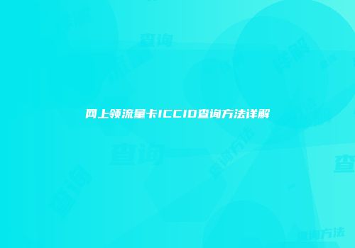 网上领流量卡ICCID查询方法详解
