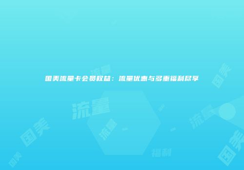 国美流量卡会员权益：流量优惠与多重福利尽享