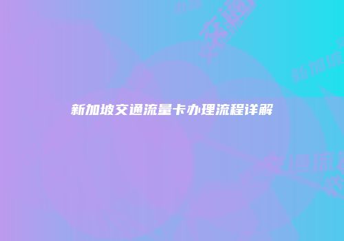 新加坡交通流量卡办理流程详解