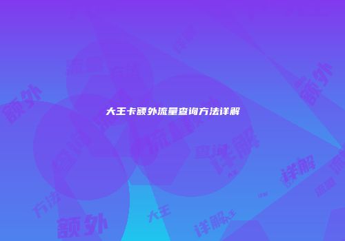 大王卡额外流量查询方法详解