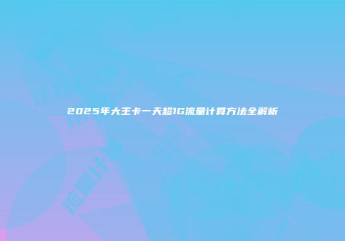 2025年大王卡一天超1G流量计算方法全解析