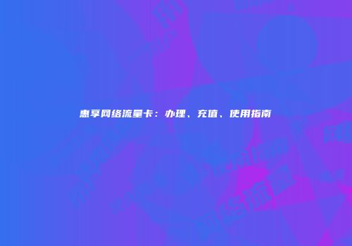 惠享网络流量卡：办理、充值、使用指南