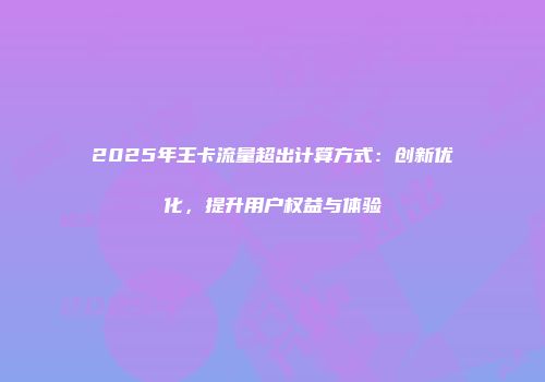 2025年王卡流量超出计算方式：创新优化，提升用户权益与体验