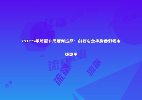 2025年流量卡代理新选择：创新与效率融合引领市场变革