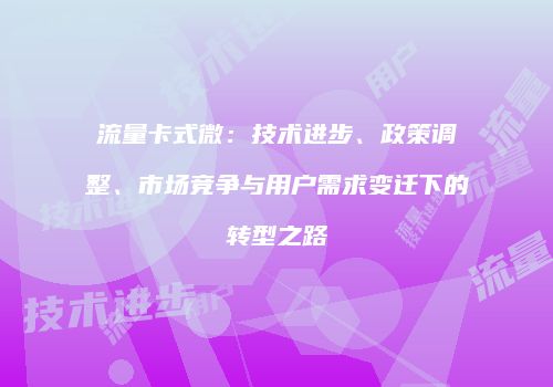 流量卡式微：技术进步、政策调整、市场竞争与用户需求变迁下的转型之路