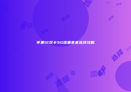 苹果12双卡5G流量套餐选择攻略