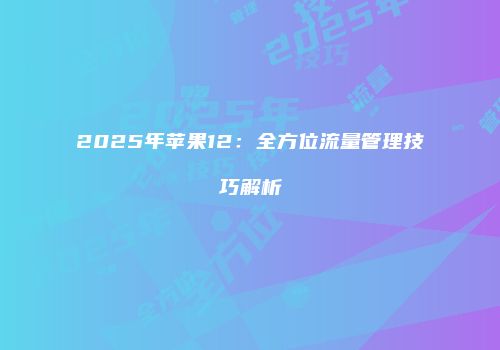 2025年苹果12：全方位流量管理技巧解析