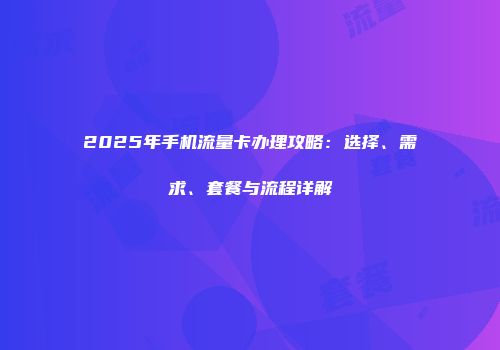 2025年手机流量卡办理攻略：选择、需求、套餐与流程详解