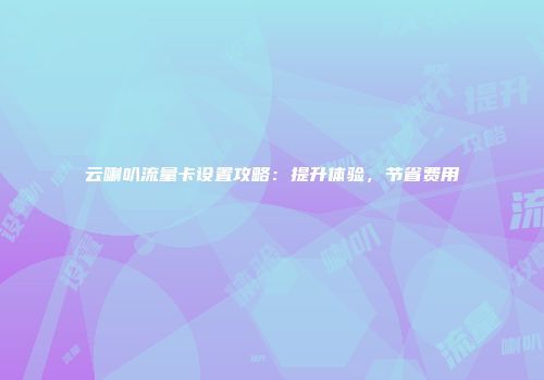 云喇叭流量卡设置攻略：提升体验，节省费用