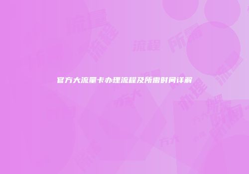 官方大流量卡办理流程及所需时间详解