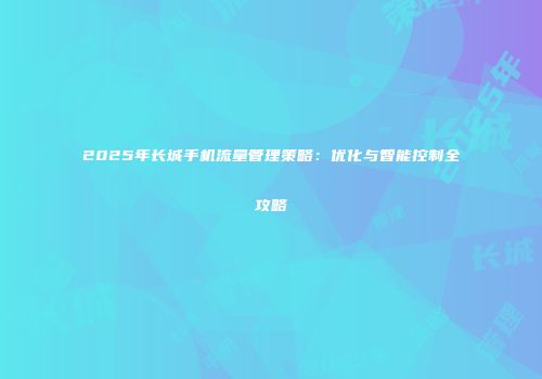 2025年长城手机流量管理策略：优化与智能控制全攻略