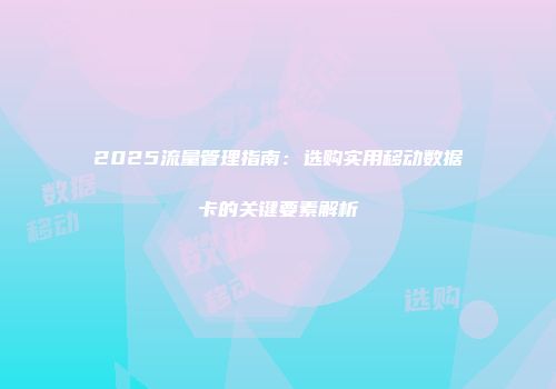 2025流量管理指南：选购实用移动数据卡的关键要素解析