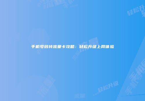 手机号码转流量卡攻略：轻松升级上网体验
