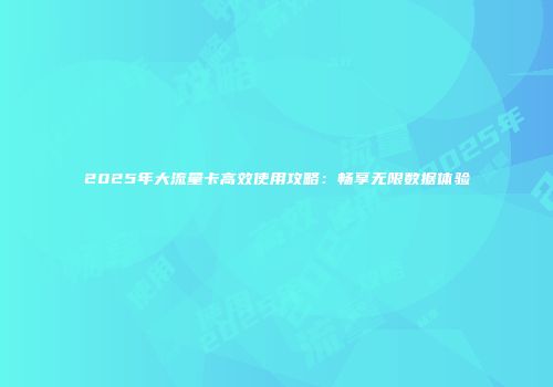 2025年大流量卡高效使用攻略：畅享无限数据体验
