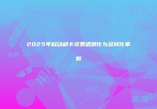 2025年移动副卡资费透明化与多样化革新