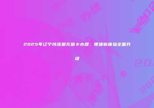 2025年辽宁纯流量充值卡办理：便捷新体验全面升级