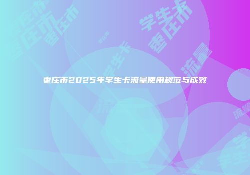 枣庄市2025年学生卡流量使用规范与成效
