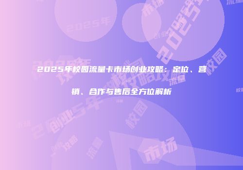 2025年校园流量卡市场创业攻略：定位、营销、合作与售后全方位解析