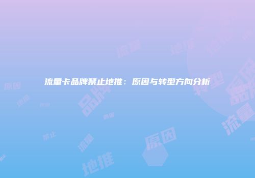 流量卡品牌禁止地推：原因与转型方向分析