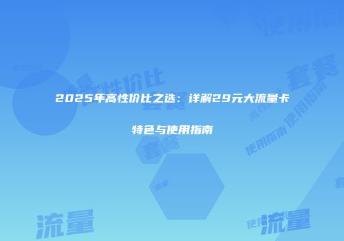 2025年高性价比之选：详解29元大流量卡特色与使用指南