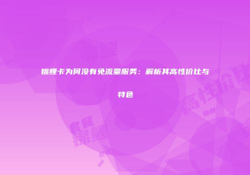 锦鲤卡为何没有免流量服务：解析其高性价比与特色