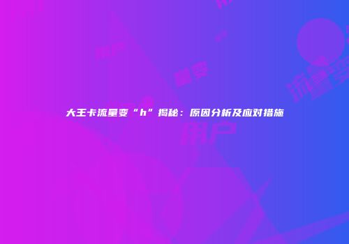 大王卡流量变“h”揭秘：原因分析及应对措施