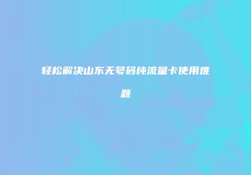 轻松解决山东无号码纯流量卡使用难题
