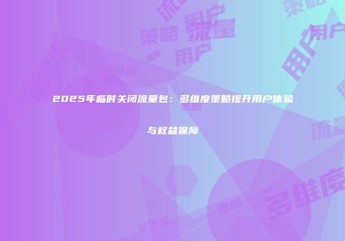 2025年临时关闭流量包：多维度策略提升用户体验与权益保障