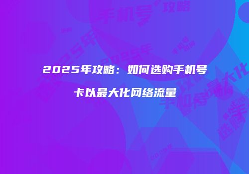 2025年攻略：如何选购手机号卡以最大化网络流量