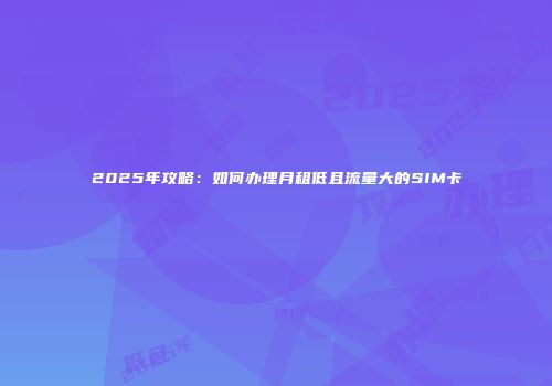 2025年攻略：如何办理月租低且流量大的SIM卡