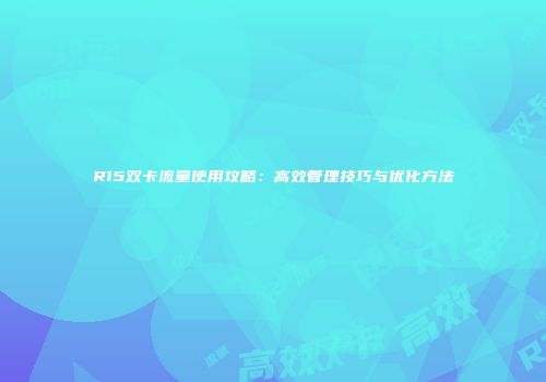 R15双卡流量使用攻略：高效管理技巧与优化方法