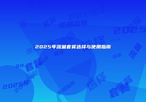 2025年流量套餐选择与使用指南