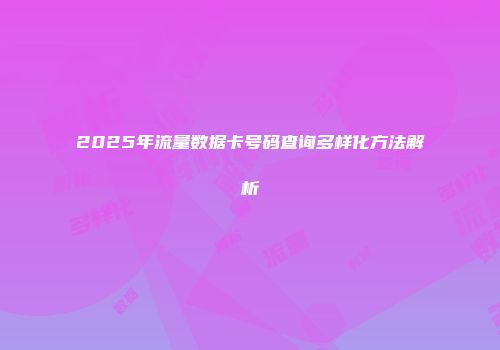 2025年流量数据卡号码查询多样化方法解析