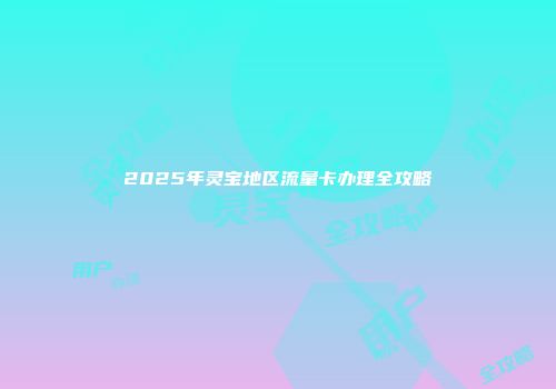 2025年灵宝地区流量卡办理全攻略