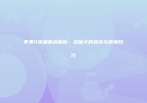 苹果11流量需求解析：流量卡的选择与使用技巧