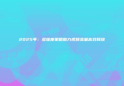 2025年：多维度策略助力视频流量高效释放