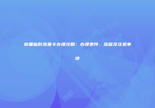 新疆临时流量卡办理攻略：办理条件、流程及注意事项