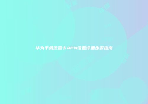华为手机流量卡APN设置详细步骤指南