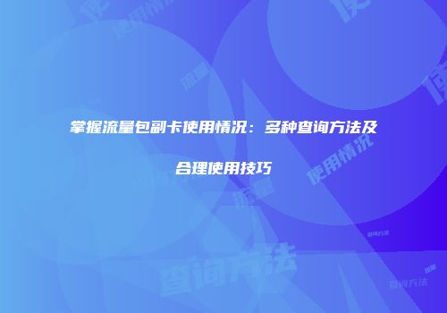 掌握流量包副卡使用情况：多种查询方法及合理使用技巧