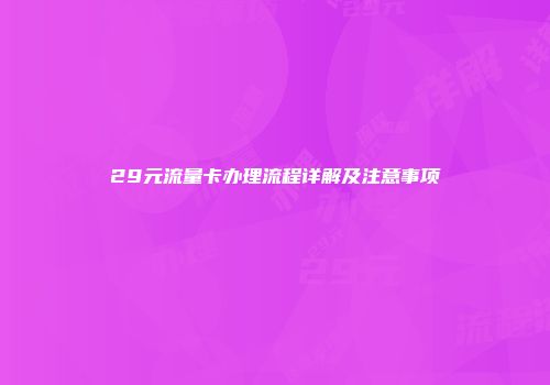 29元流量卡办理流程详解及注意事项