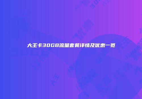 大王卡30GB流量套餐详情及优惠一览