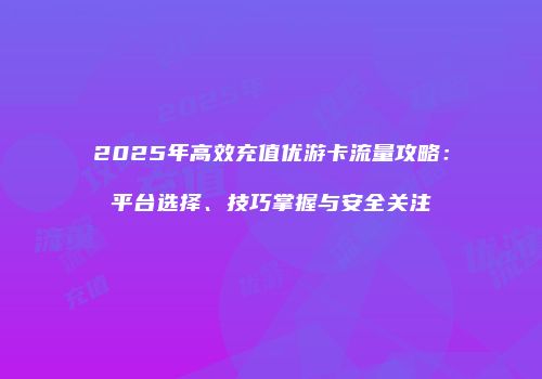 2025年高效充值优游卡流量攻略：平台选择、技巧掌握与安全关注