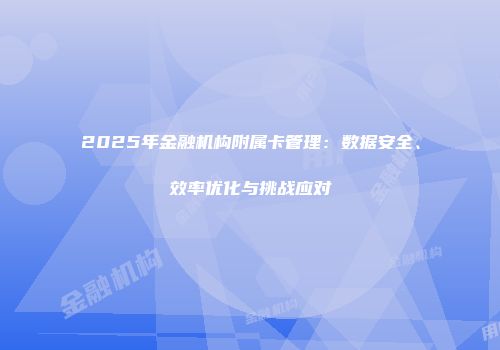 2025年金融机构附属卡管理：数据安全、效率优化与挑战应对